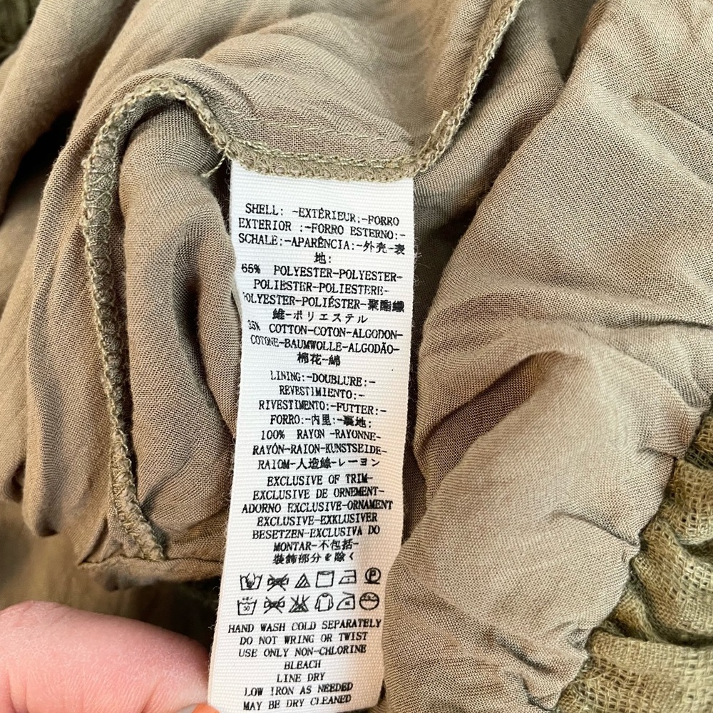 Free People Olive Green Embroidered Peasant Blouse Women’s XS NWOT - Picture 11 of 11